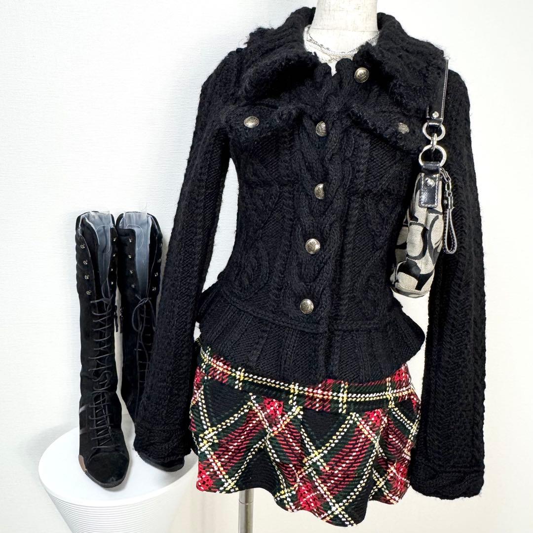 y2k❤️ BURBERRY BLUE LABEL ケーブルmixニットジャケット