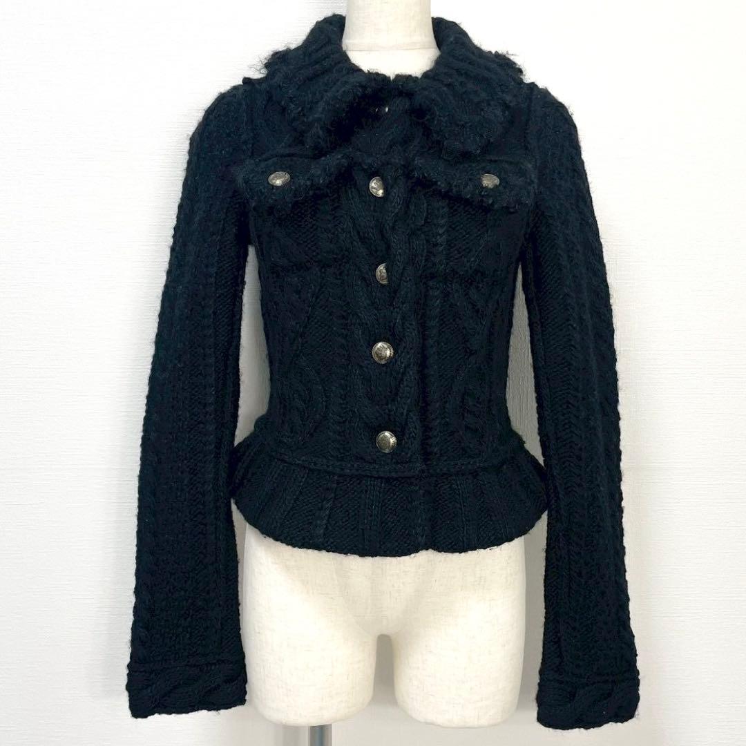 y2k❤️ BURBERRY BLUE LABEL ケーブルmixニットジャケット