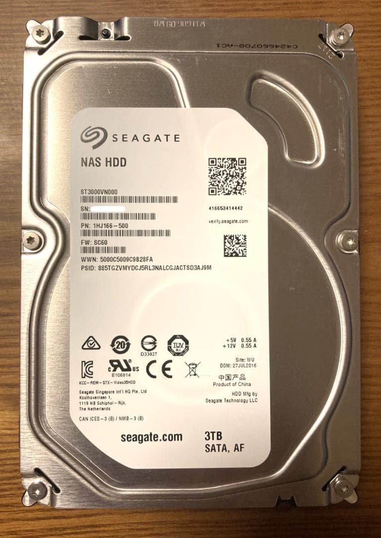 Seagate ST3000VN000（HDD 3.5インチ 3TB）