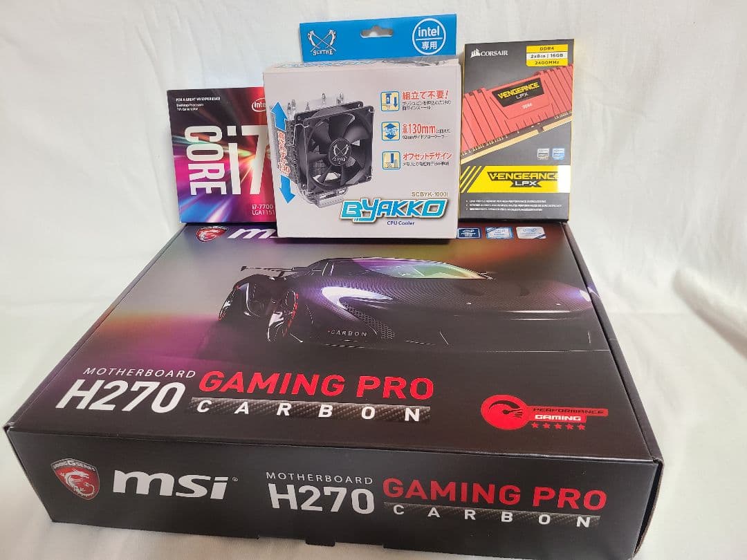 MSI マザーボード、corei7 cpu、16GBメモリ、白虎