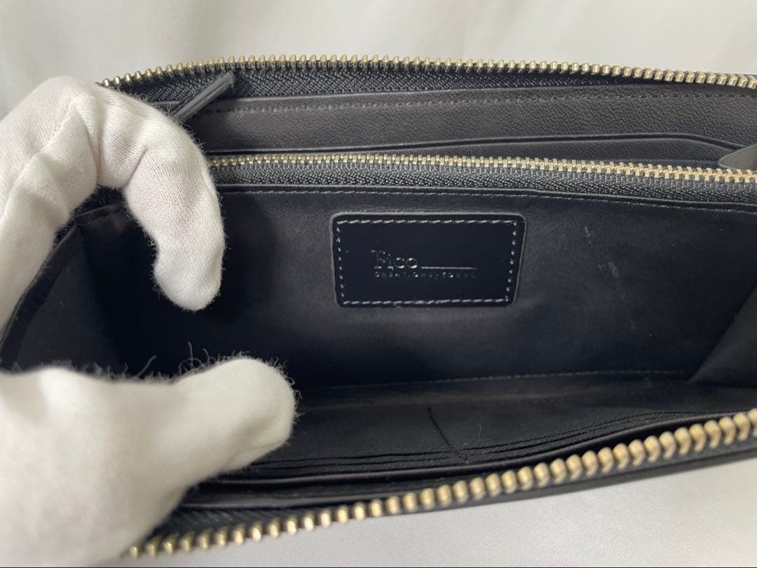 未使用に近い fico フィーコ 長財布 コードバン ラウンドジップ GANZO