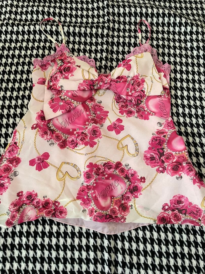 希少 MA＊RS マーズ ピンク バラ ハート柄キャミソール