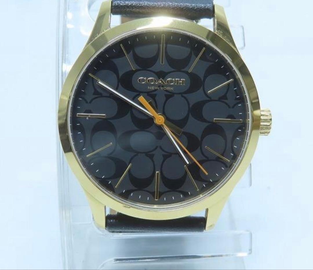 COACH コーチ NEW YORK 腕時計 ゴールド ブラック シグネチャー柄
