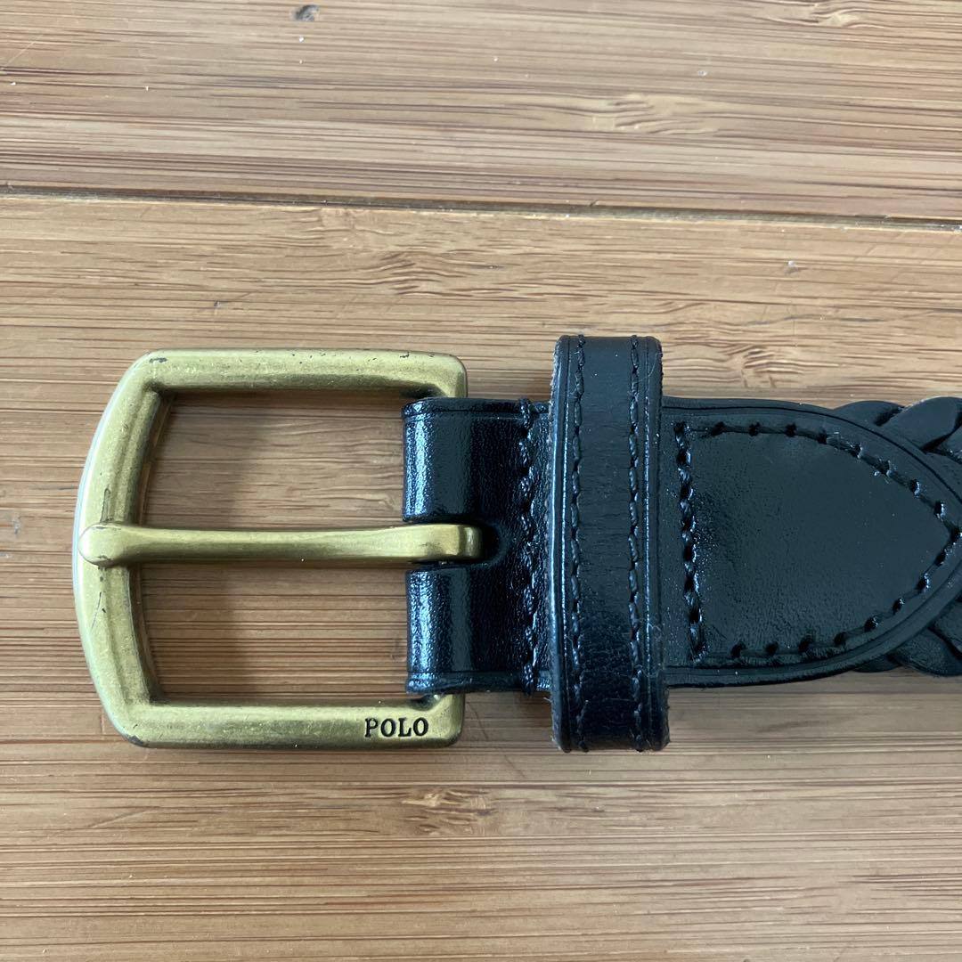 ラルフローレン　メッシュベルト　編み込み　本革