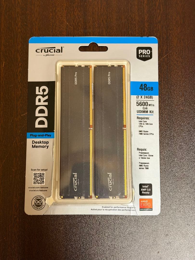 メモリー crucial DDR5 Pro 48GB (2x24GB) 5600MT/s