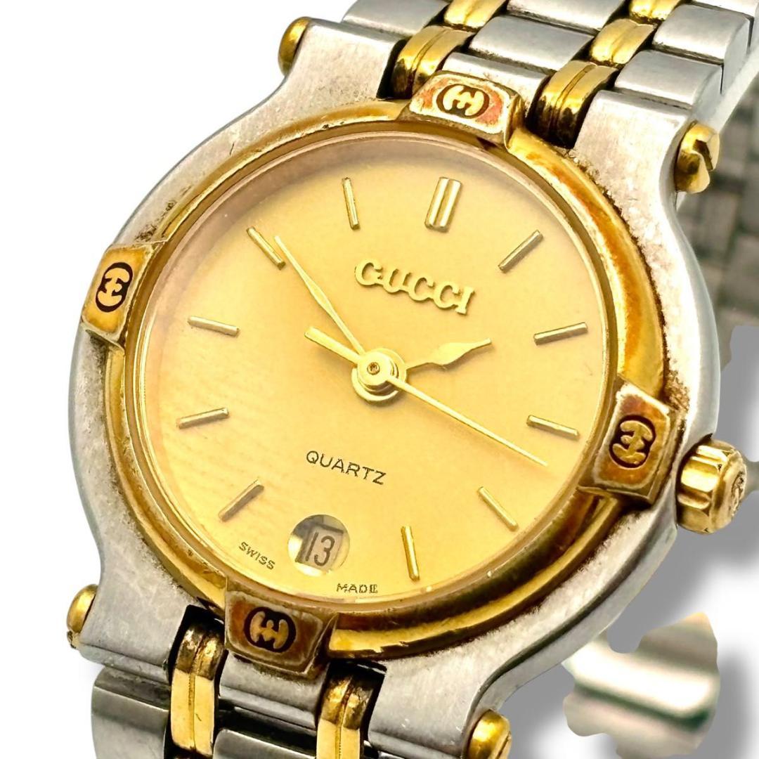 稼働 グッチ 腕時計 クオーツ レディース 9000L シルバー ゴールド