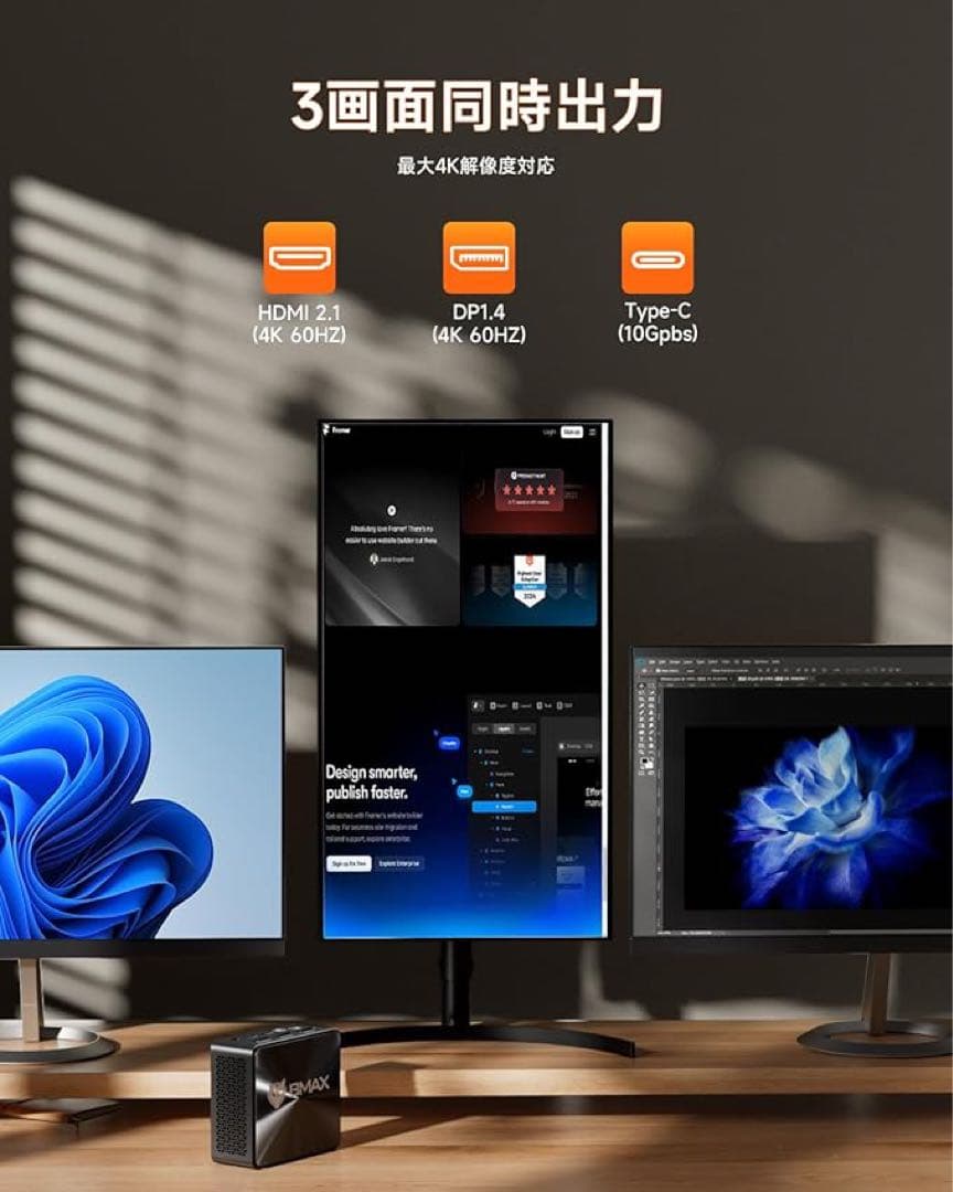 Bmax ミニpc AMD ryzen7 5700U 8コア16スレッド