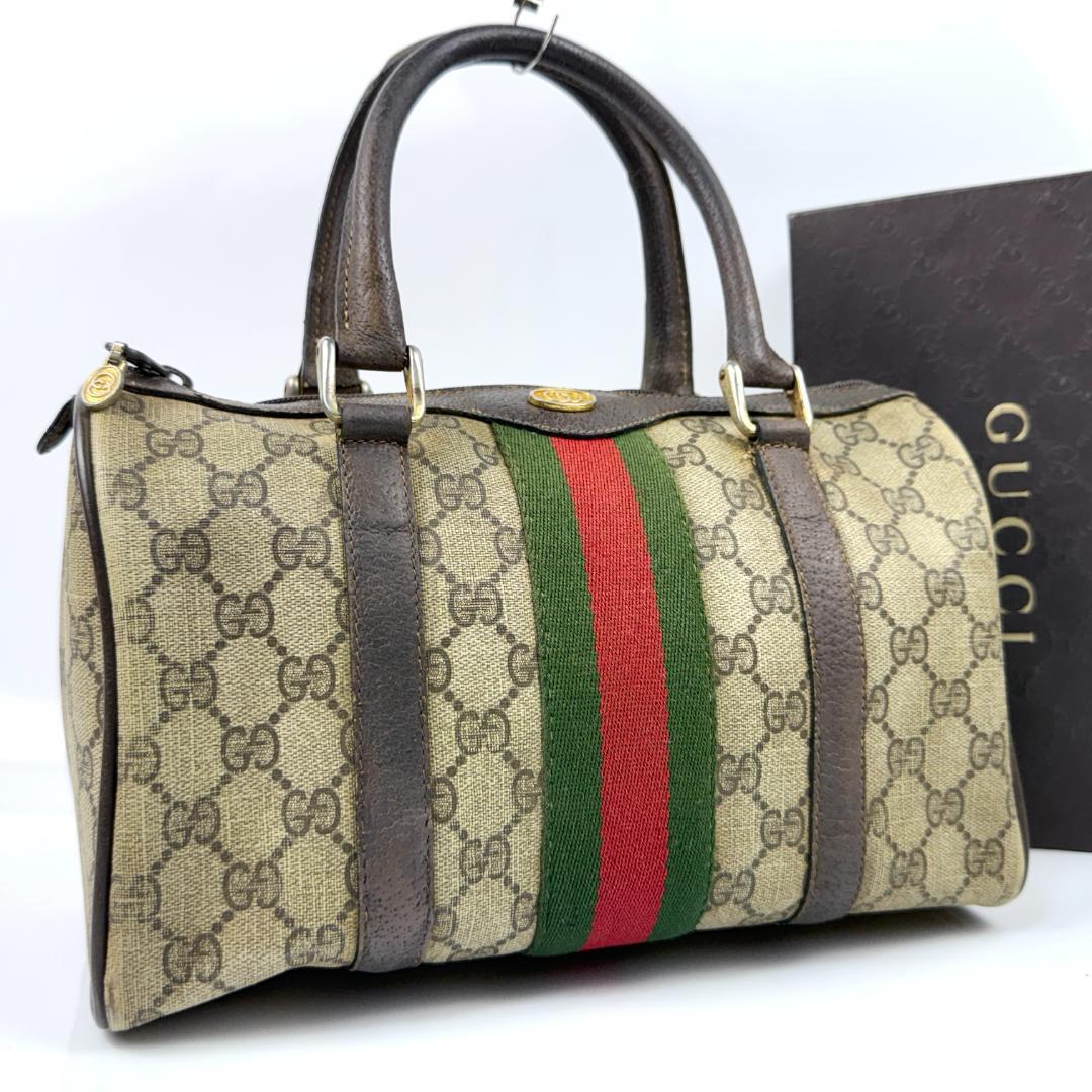 オールドグッチ ボストンバッグ シェリーライン GG インターロッキング金具