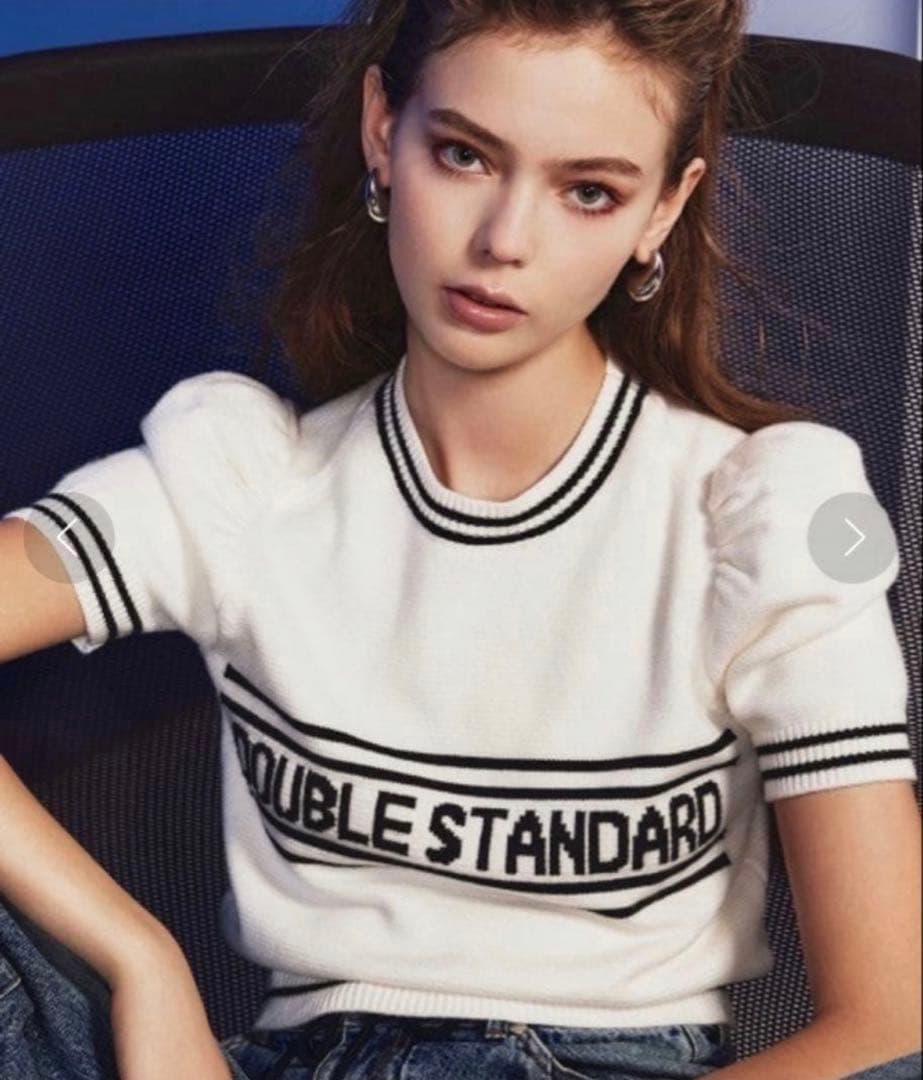 ダブルスタンダードクロージング ロゴジャガードニットトップス