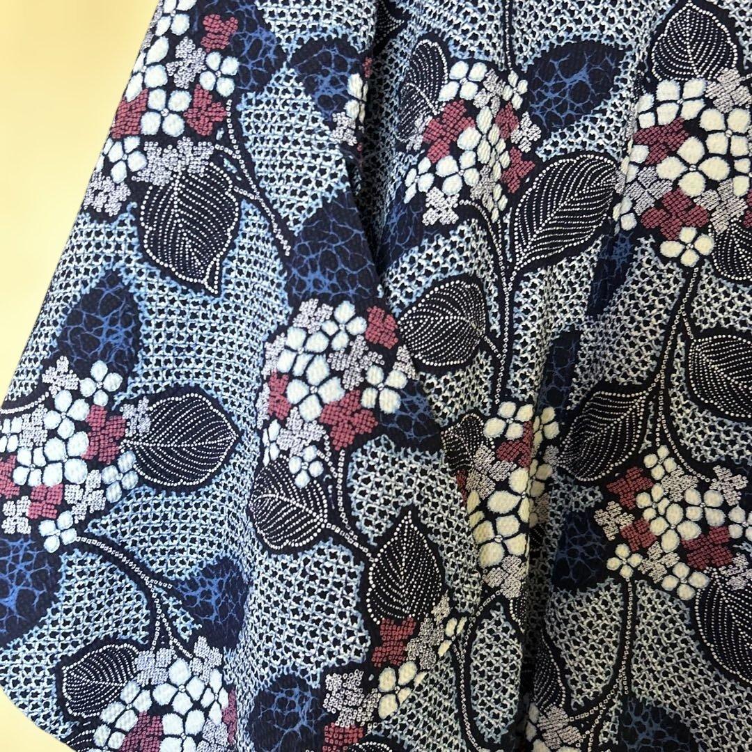 【未使用】手縫い　総絞り　紫陽花柄　浴衣