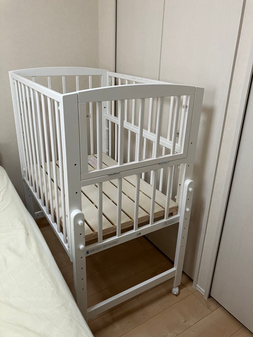 ノモック Wオープンハイタイプ ミニベビーベッド ホワイト