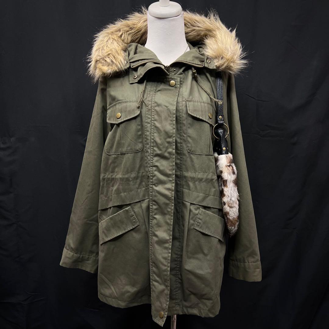 平成ギャル　y2k グランジ　ファー付き　モッズコート　ギミック　ダークコア