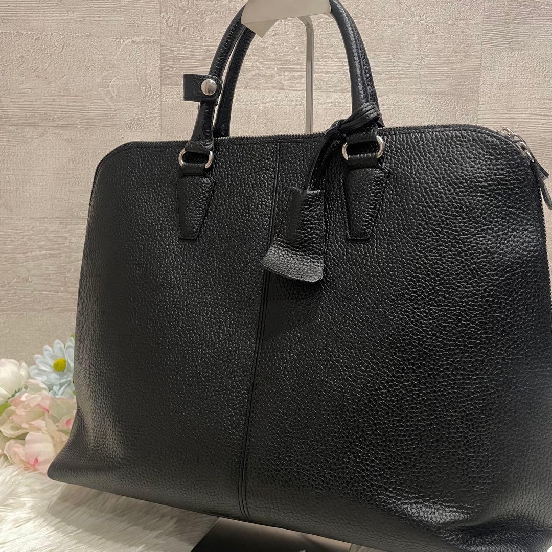 ユナイテッドアローズ ラウンド ビジネスバッグ オールレザー ブラック