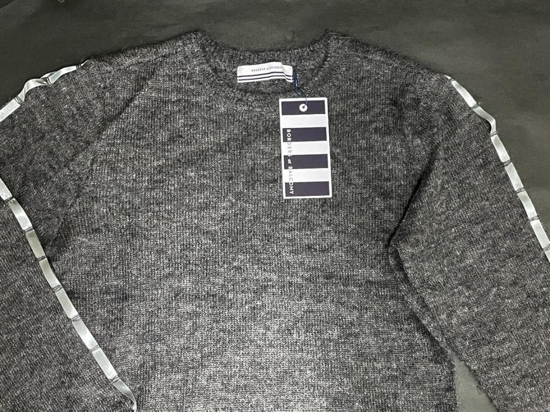 ボーダーズアットバルコニー★袖リボン付きニットトップス38グレー参考5万円★新品