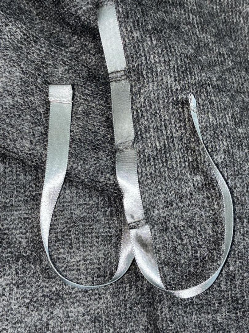 ボーダーズアットバルコニー★袖リボン付きニットトップス38グレー参考5万円★新品