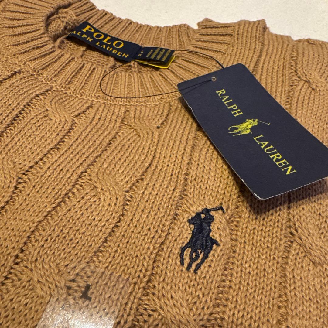 新品未使用　ラルフローレン　ケーブルニットセーター L キャメル