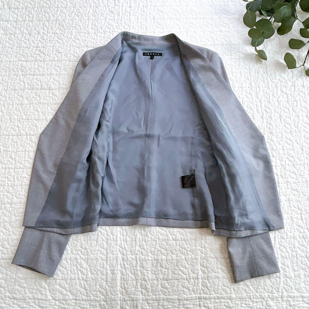 セオリー TAILOR LANAI パンツスーツ セットアップ ノーカラー L