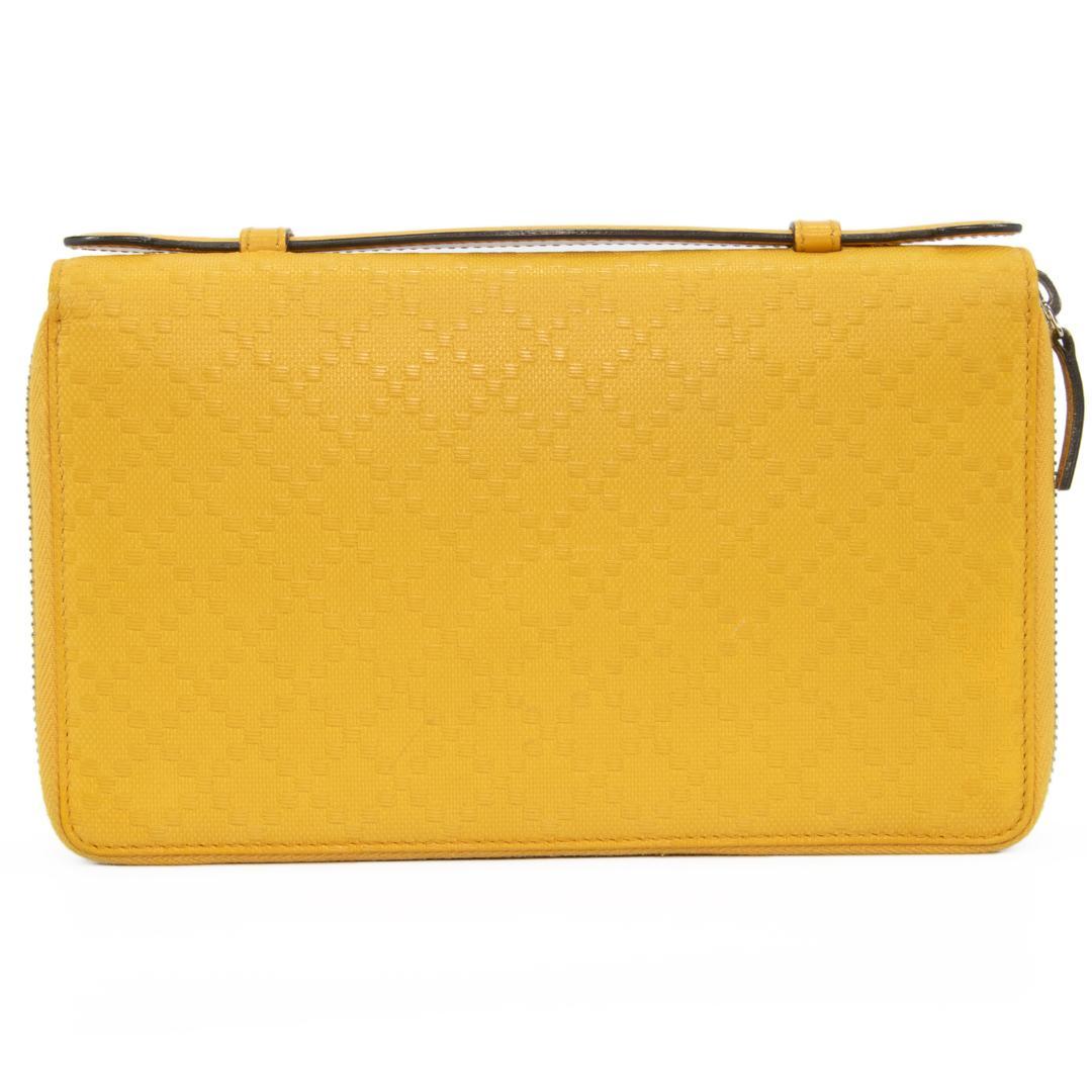 本物 グッチ 長財布 ダブルファスナー メンズ レディース ディアマンテ 黄色