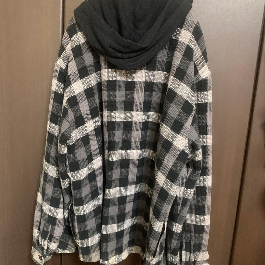 トップス Supreme waffle plaid hooded shirt XL