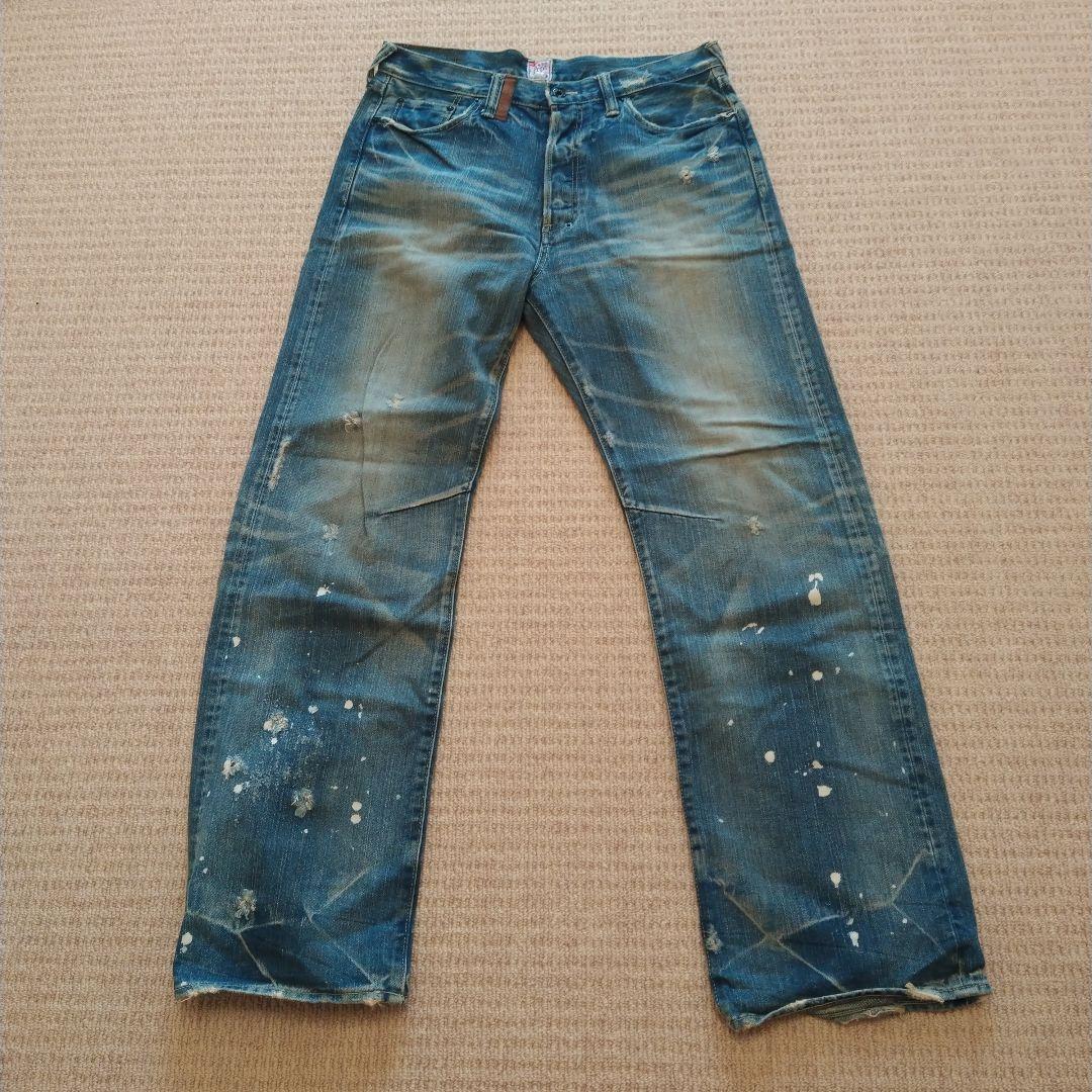 PRPS ダークブルー 34 デニムパンツ ペイント加工　evisu