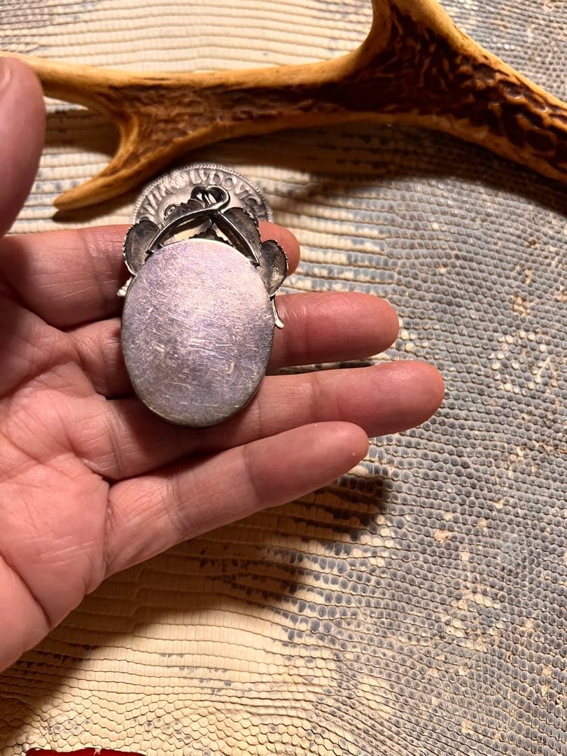 オバール型 ターコイズ ペンダントトップsilver925 花宝飾デザイン