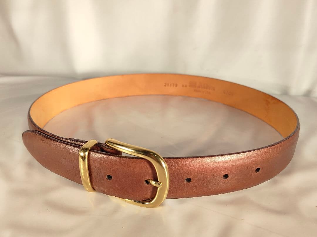 【USA製】Alden オールデン 正規品　高級ドレスベルト　厚艶本革/金真鍮