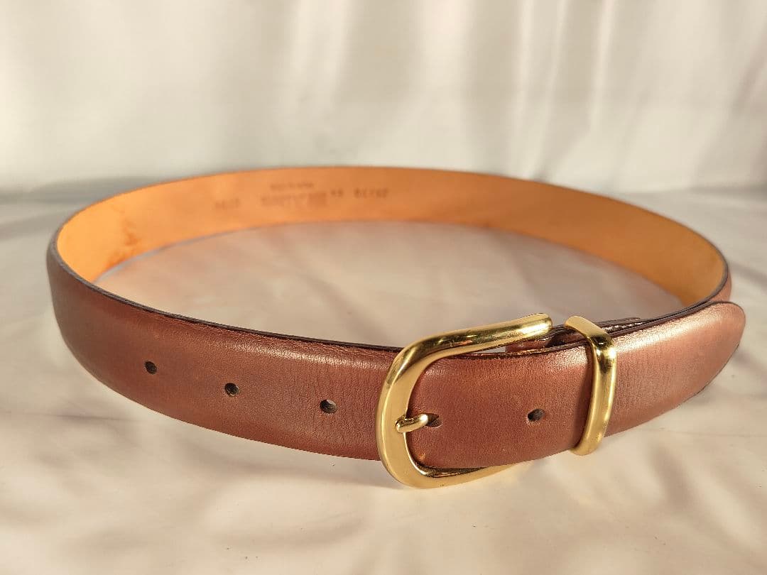 【USA製】Alden オールデン 正規品　高級ドレスベルト　厚艶本革/金真鍮