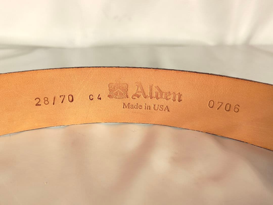 【USA製】Alden オールデン 正規品　高級ドレスベルト　厚艶本革/金真鍮