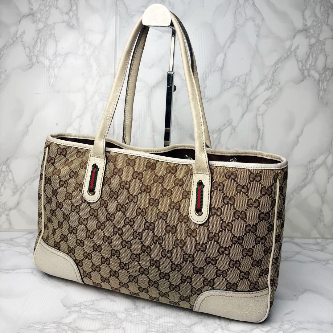 061 美品 GUCCI シェリーライン トートバッグ ハンドバッグ 肩掛け v