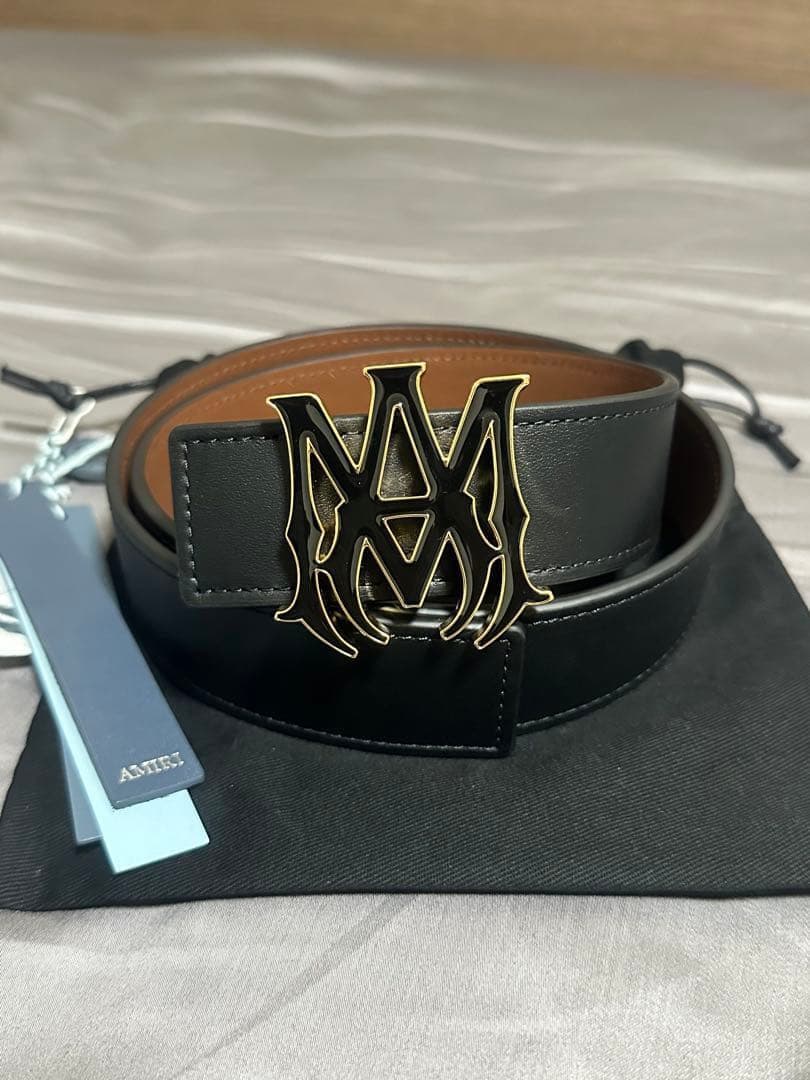 AMIRI ブラック ロゴバックル ベルト 80