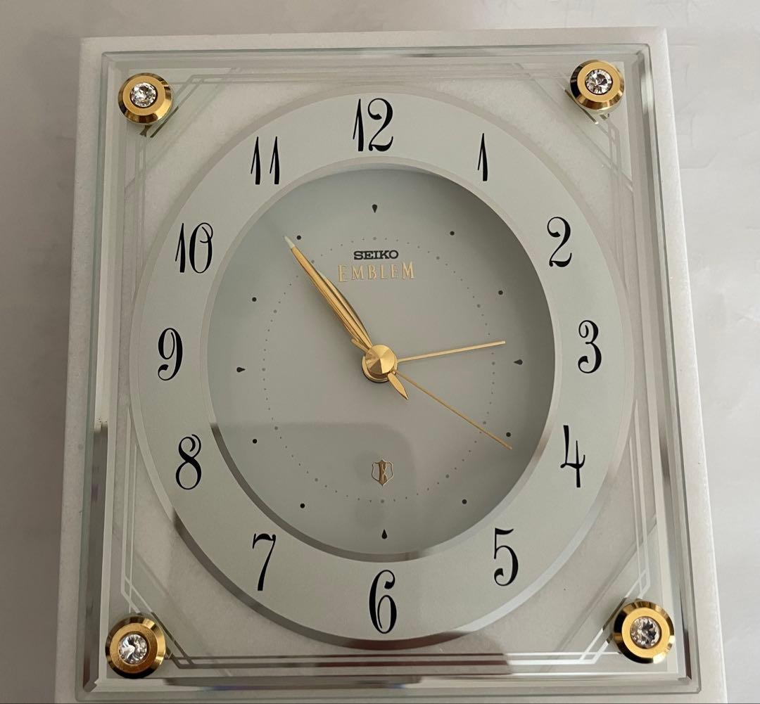 【新品未使用】SEIKO セイコー 置時計 HR592W 白大理石枠 クリスタル