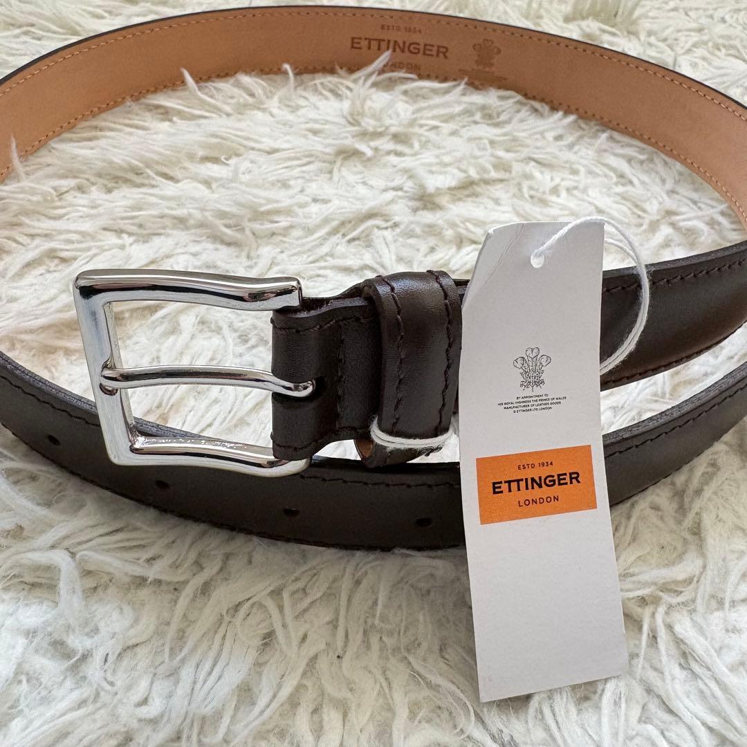 未使用タグ付き　エッティンガー 本革レザーベルト80 ダークブラウン　メンズ