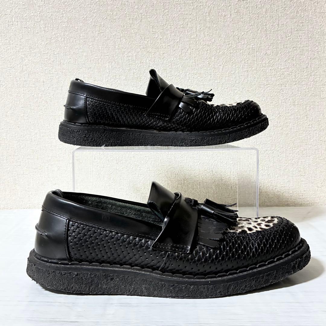 ジョージコックス×フレッドペリー タッセルローファー ハラコ レオパード 黒