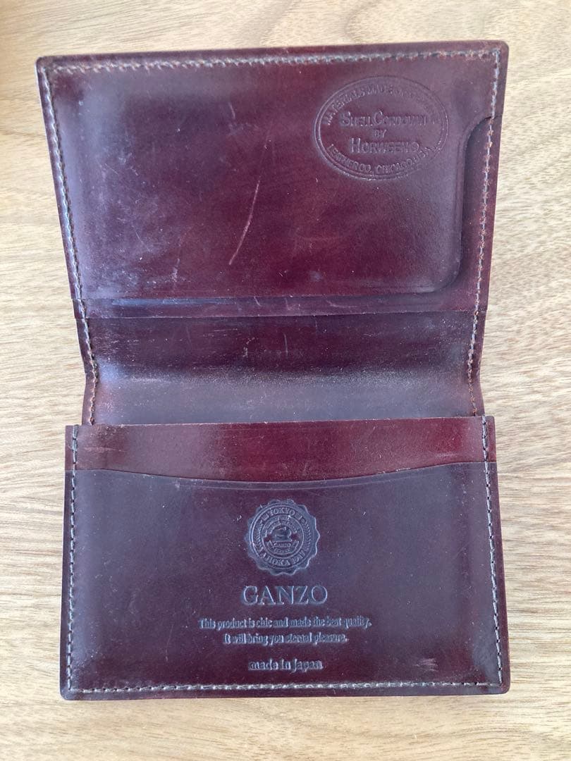 【もちzo】GANZO ホーウィンシェルコードバン 名刺入れ バーガンディ