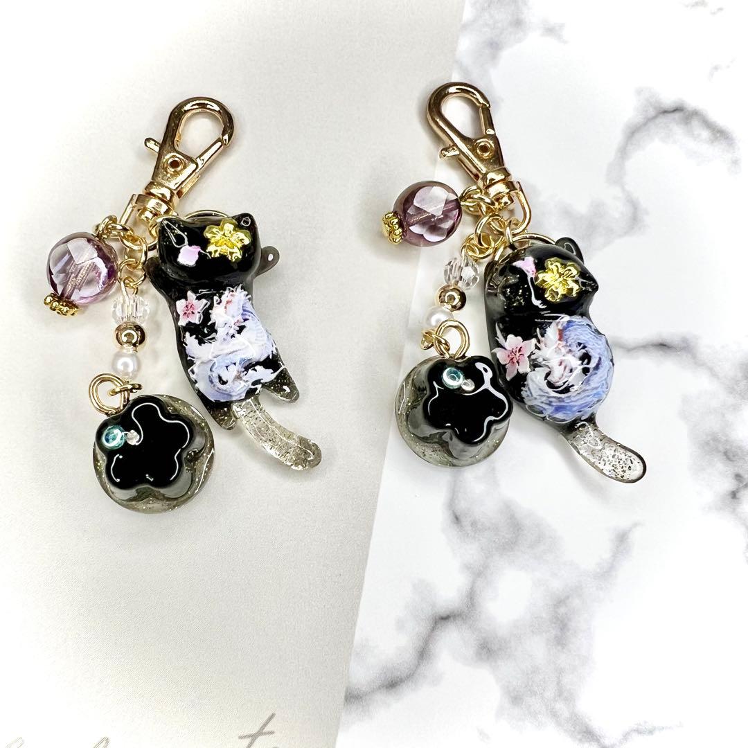 リクエスト専用　紫の花束　猫　5個セット