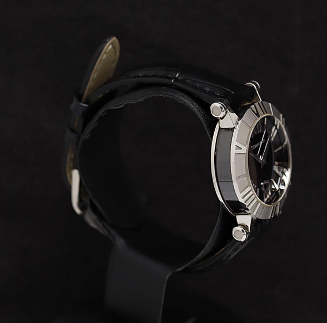 美品　Tiffany & Co. ブラック時計　アトラス　黒文字盤　電池交換済み
