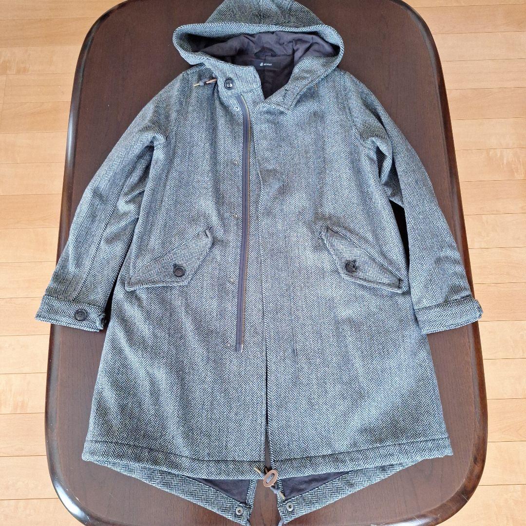 ジョンブル　Johnbull　ヘリンボーンモッズコート　S　ブラック×グレー