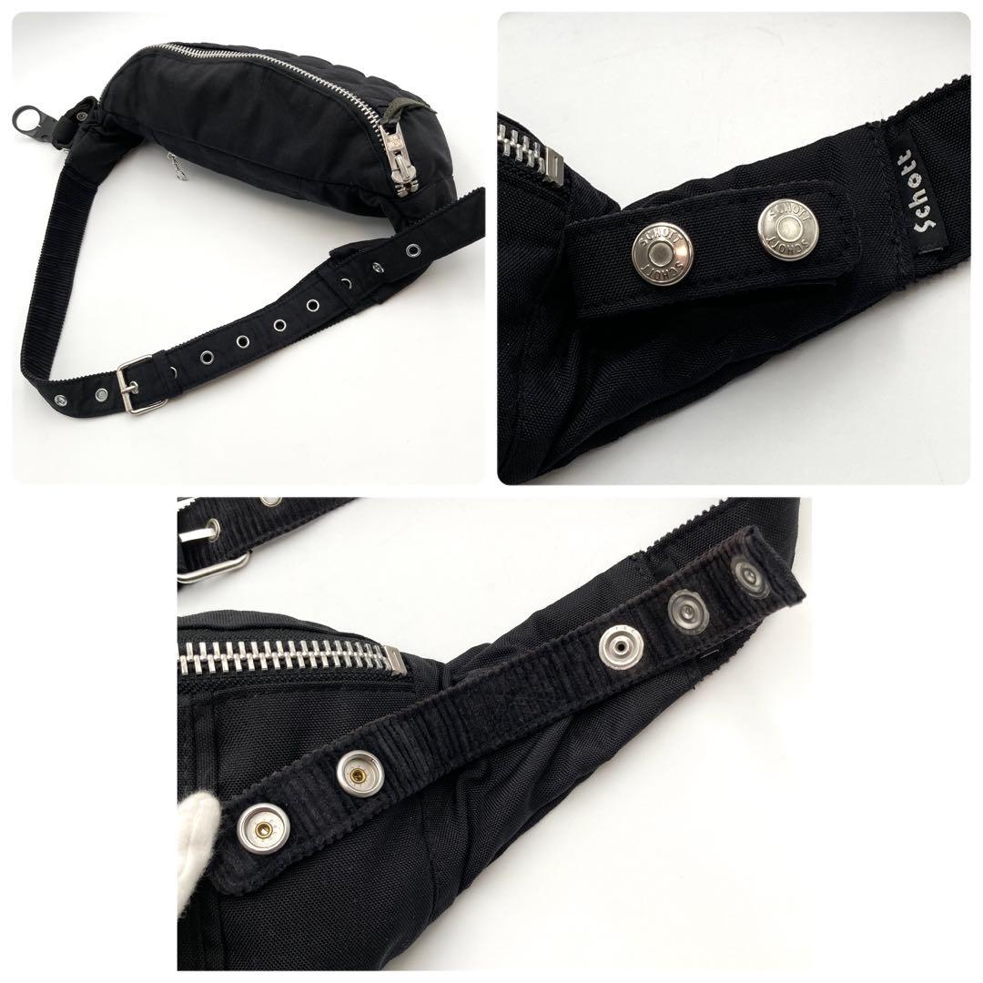 激レア！極美品✨ Schott ボディバッグ 黒 キルティング ボトルホルダー付