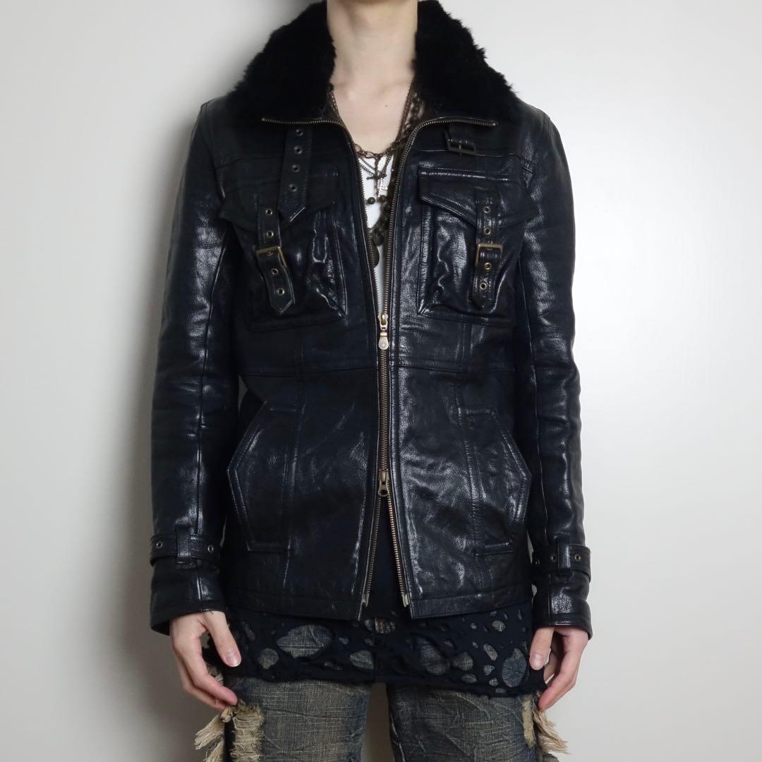 ジャケット・アウター 00s Tornado Mart Fur Leather Riders JKT
