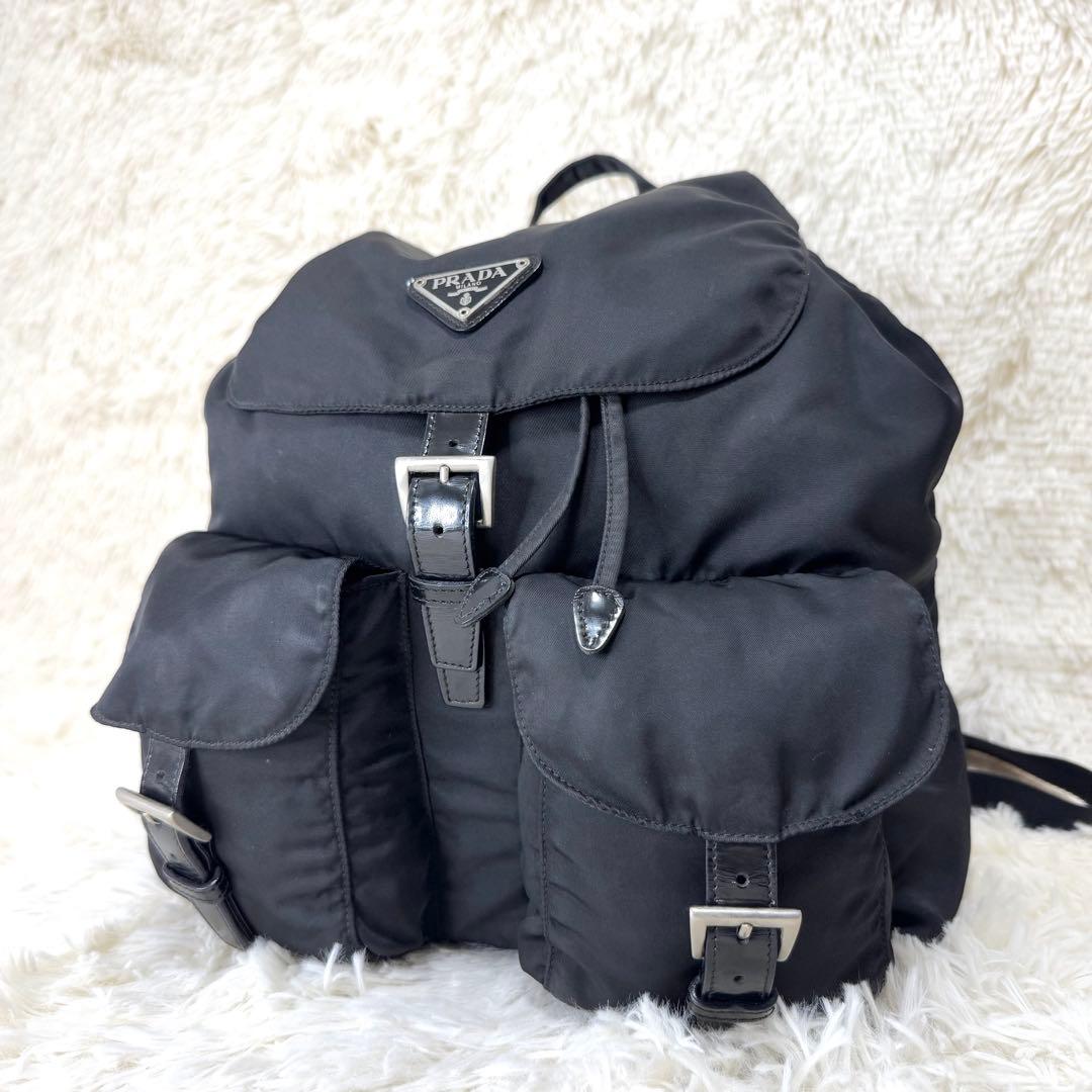 PRADA プラダ リュック バックパック 三角ロゴ 巾着 ナイロン 黒