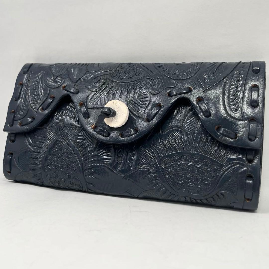 【未使用】グレースコンチネンタル 長財布 カービングトライブズ 紺 入手困難