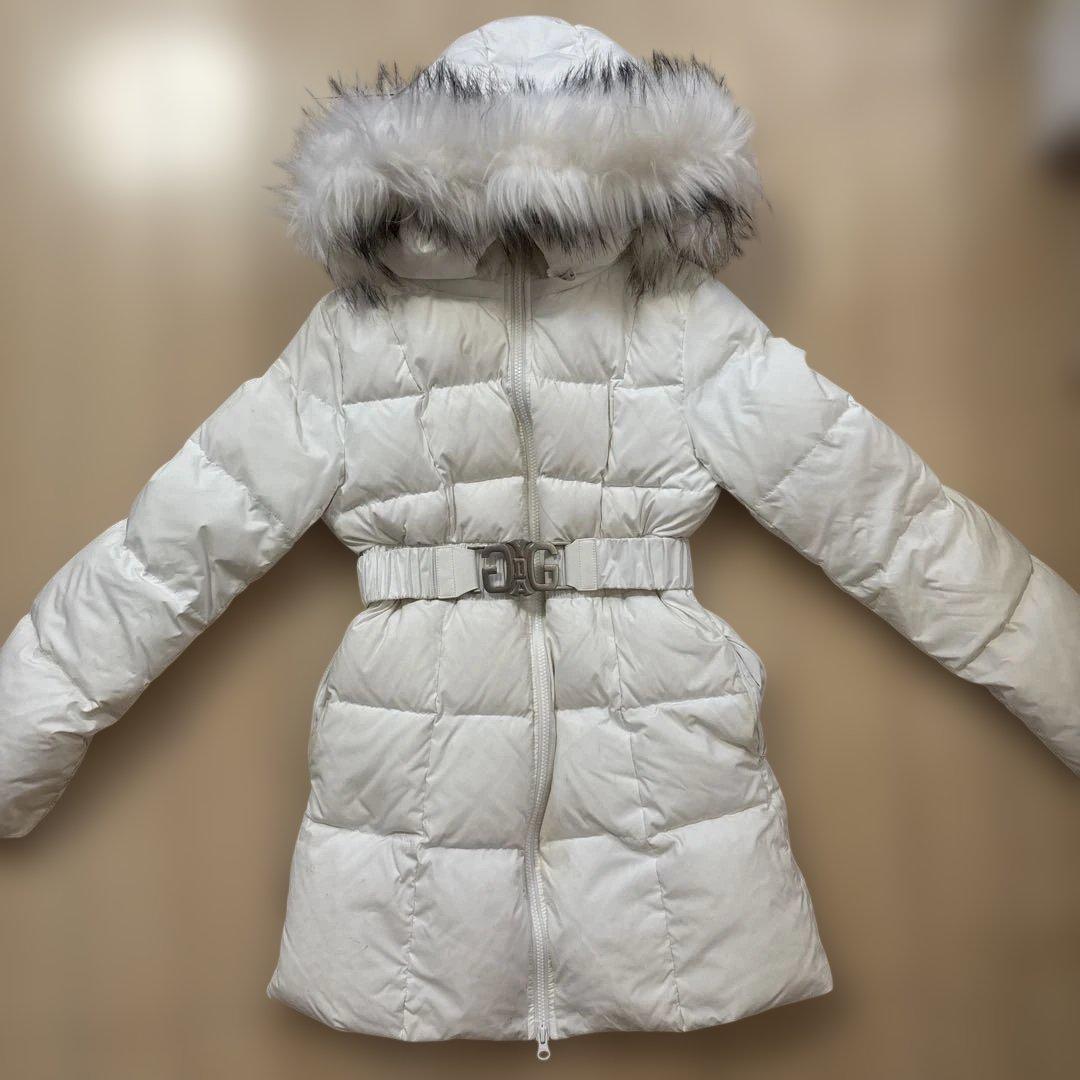 GYDA GDベルト付きロングダウンコート ホワイト