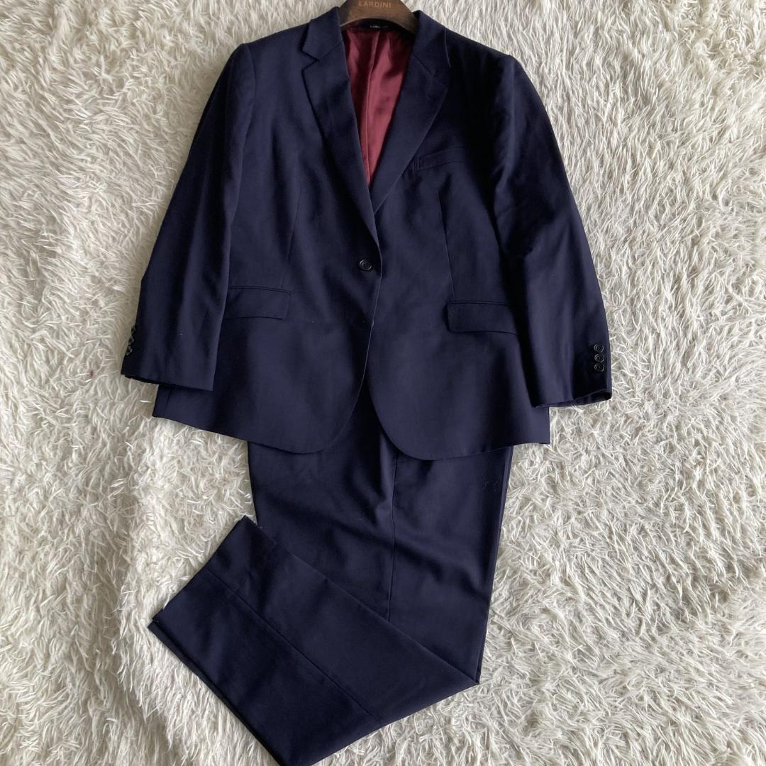 【高級オーダー３Ｌ】特大サイズ　KASHIYAMA　ネイビーセットアップスーツ