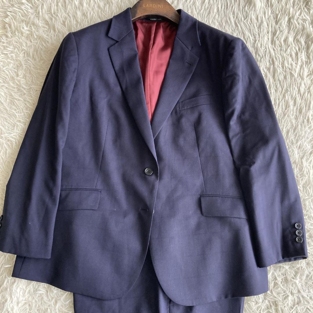 【高級オーダー３Ｌ】特大サイズ　KASHIYAMA　ネイビーセットアップスーツ