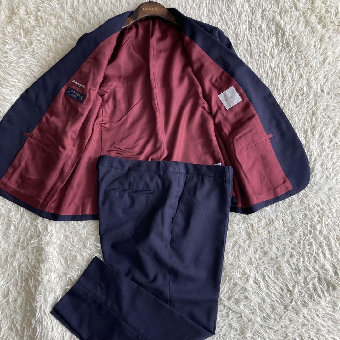 【高級オーダー３Ｌ】特大サイズ　KASHIYAMA　ネイビーセットアップスーツ