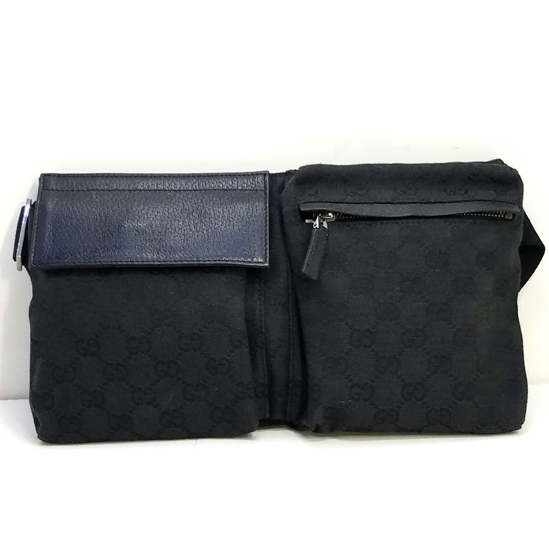 GUCCI グッチ ウエストボディーバッグ 財布 GGキャンバス 黒 ブラック