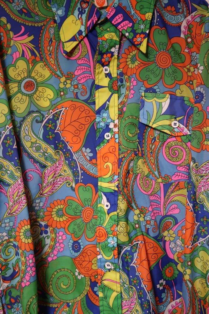 70's SKYR 総柄ナイロンシャツ
