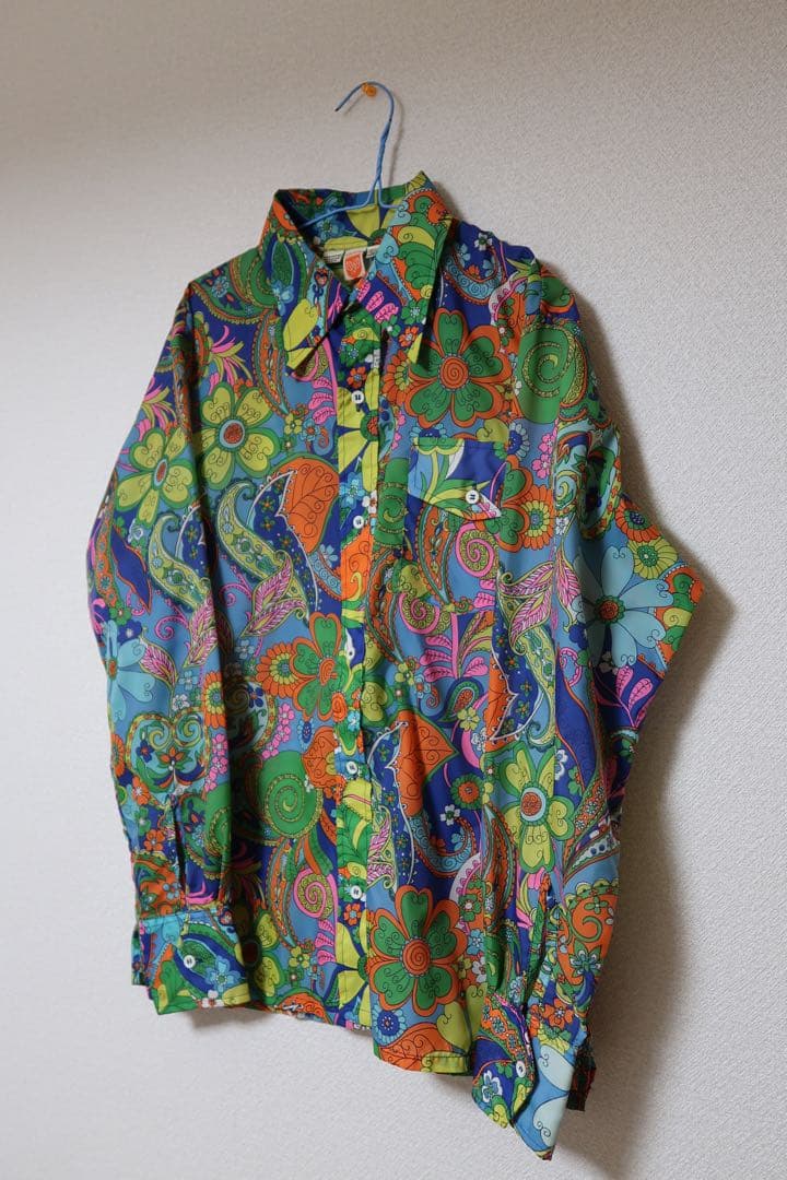 70's SKYR 総柄ナイロンシャツ