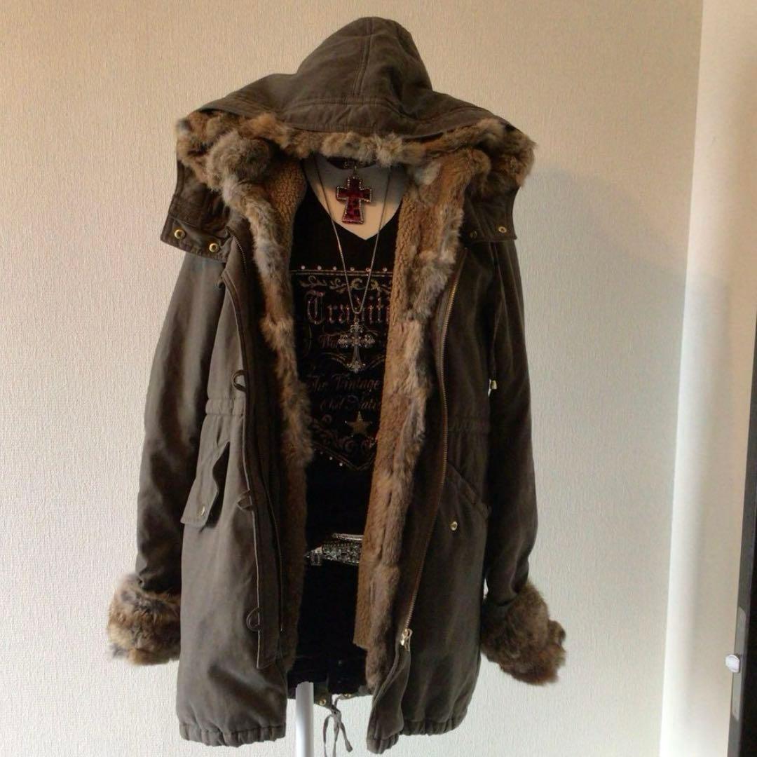 y2k グランジフェアリー ラビットファーモッズコート　 森ガール 00s