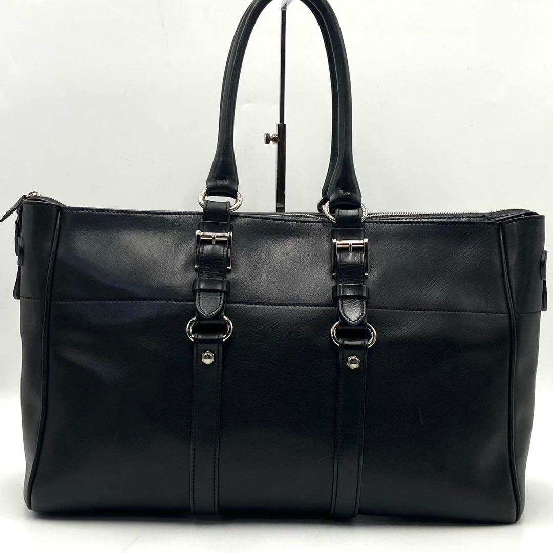 【美品】万双 双鞣和地 トートバッグ レザー A4収納 ブラック メンズ 肩掛け